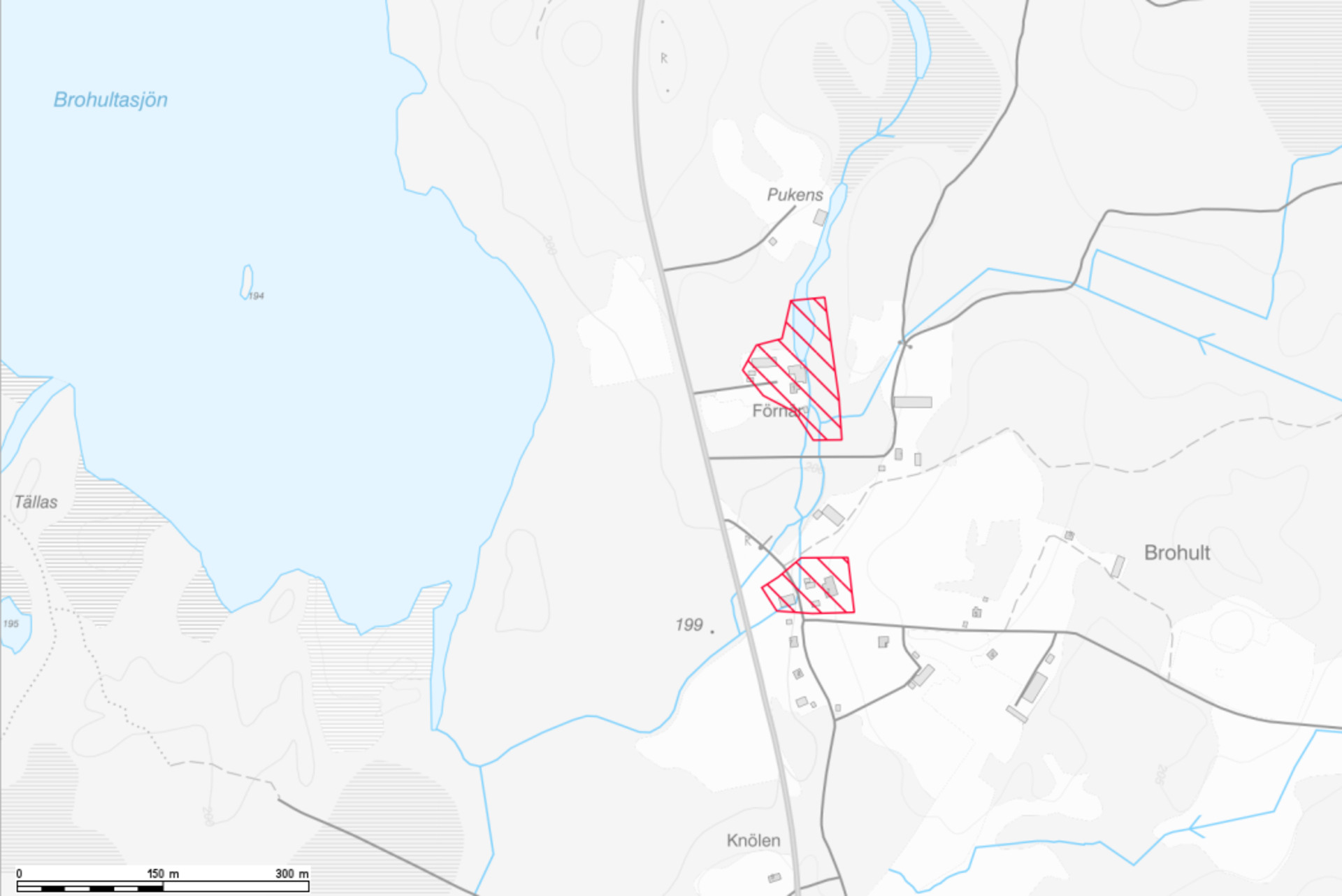 Karta över Söderkvarn och Brohultskvarn.